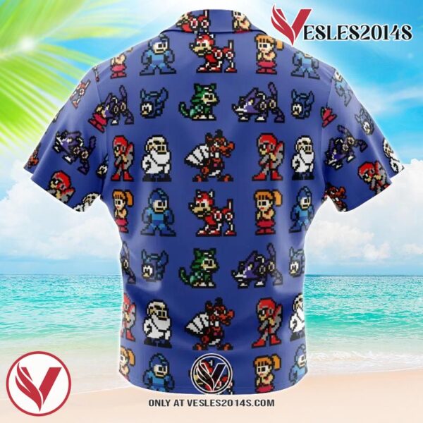 Team Mega Man Hawaiian Button Up Shirt, Perfect Gifts For Anime Lovers - Vesles2014S 1