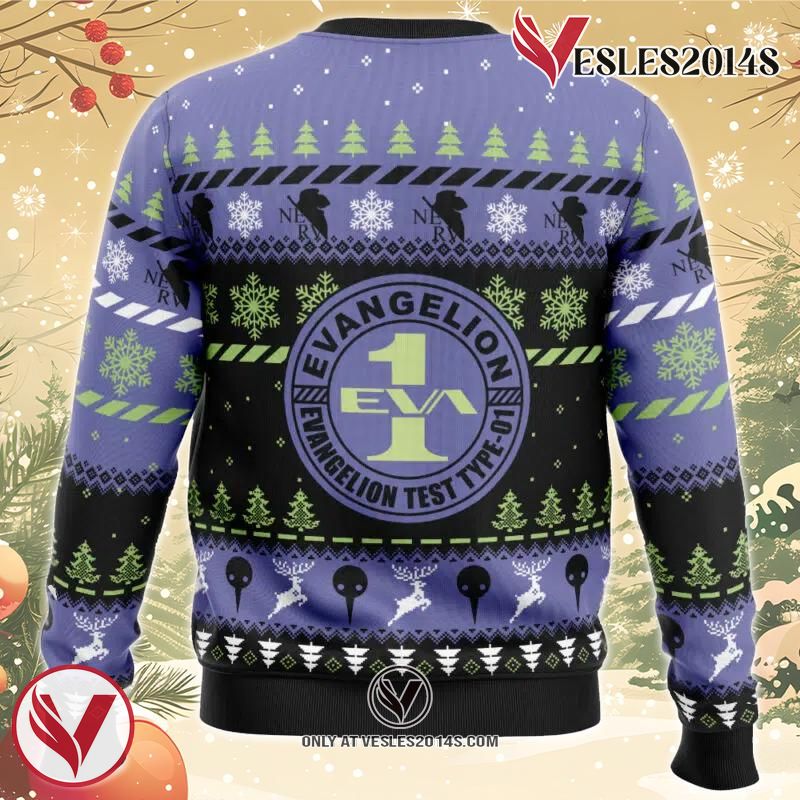 Test Type Eva-01 Neon Genesis Ugly Christmas Sweater, Unique Christmas Gift For Fans - Vesles2014S 1