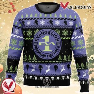 Test Type Eva-01 Neon Genesis Ugly Christmas Sweater, Unique Christmas Gift For Fans - Vesles2014S