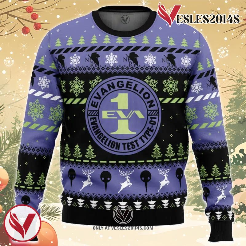 Test Type Eva-01 Neon Genesis Ugly Christmas Sweater, Unique Christmas Gift For Fans - Vesles2014S