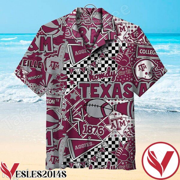 Texas A&M University Aggies Football Pop Art Hawaiian Shirt, Unique Gifts For Friends - Vesles2014S 1