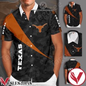 Texas Longhorns Camo Black Hawaiian Shirt And Short, Unique Gifts For Friends - Vesles2014S 1