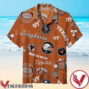 Texas Longhorns Hook’Em Horns Orange Hawaiian Shirt, Unique Gifts For Friends - Vesles2014S 1