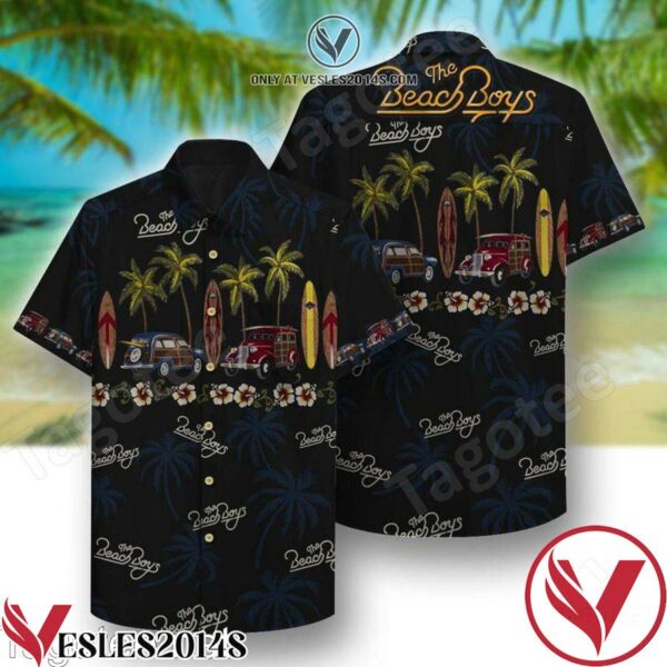 The Beach Boys Beach Pattern Black Hawaiian Shirt, Unique Gifts For Friends - Vesles2014S 1