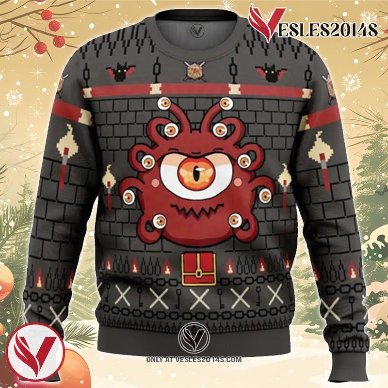 The Beholder Dungeons and Dragons Ugly Christmas Sweater, Unique Christmas Gift For Fans - Vesles2014S