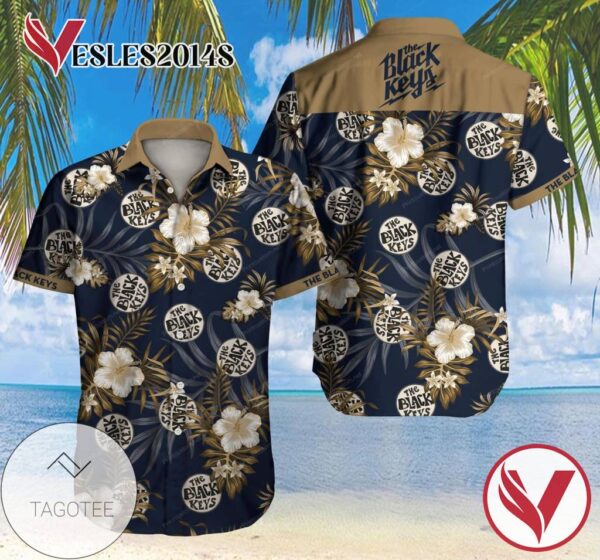 The Black Keys Hawaiian Graphic Print Short Sleeve Hawaiian Casual Shirt Vesles2014S 1