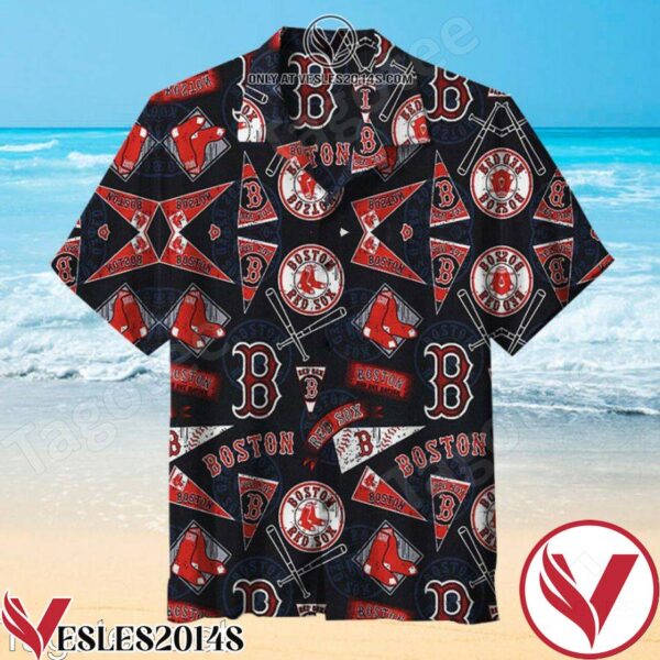 The Boston Red Sox Logo And Symbol Old Vintage Black Hawaiian Shirt, Unique Gifts For Friends - Vesles2014S 1