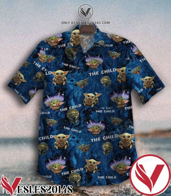 The Child Baby Yoda Navy Galaxy Hawaiian Shirt, Unique Gifts For Friends - Vesles2014S 1