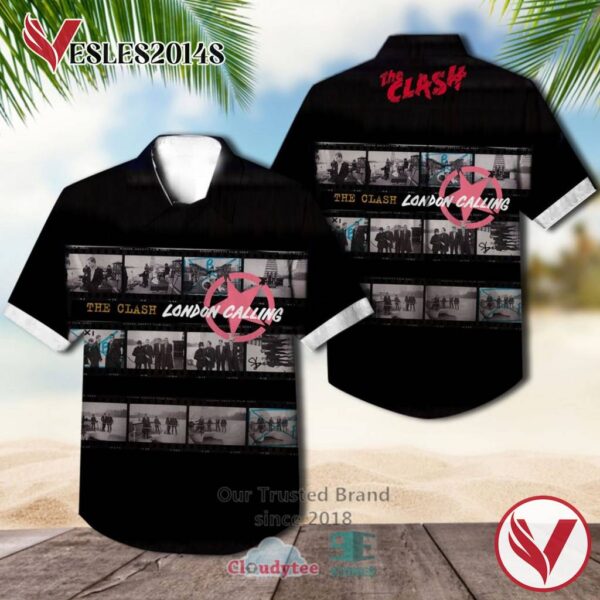 The Clash London Calling Black Album Hawaiian Casual Shirt, Best Gift For Music Lovers Vesles2014S