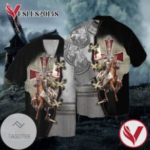 The Cross Knight Templar For Men And Women Graphic Print Short Sleeve Hawaiian Casual Shirt Vesles2014S 1