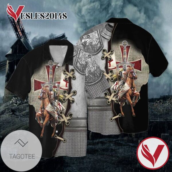 The Cross Knight Templar For Men And Women Graphic Print Short Sleeve Hawaiian Casual Shirt Vesles2014S 1