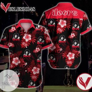 The Doors Hawaiian Graphic Print Short Sleeve Hawaiian Casual Shirt Vesles2014S 1