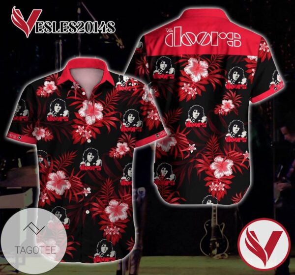 The Doors Hawaiian Graphic Print Short Sleeve Hawaiian Casual Shirt Vesles2014S 1