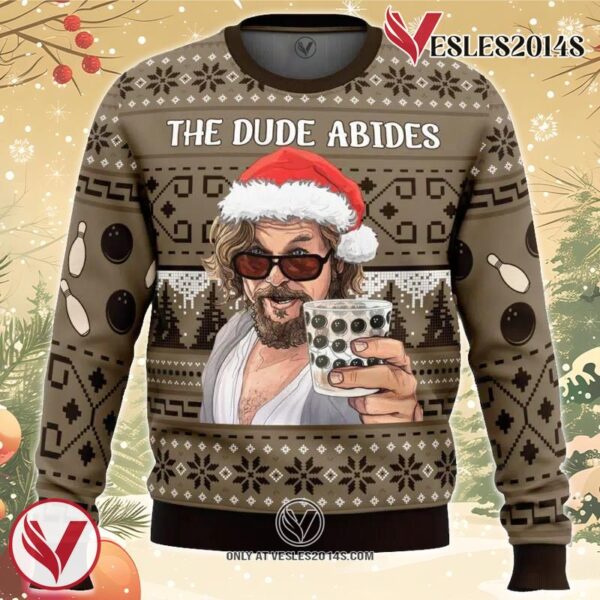 The Dude Abides The Big Lebowski Ugly Christmas Sweater, Unique Christmas Gift For Fans - Vesles2014S
