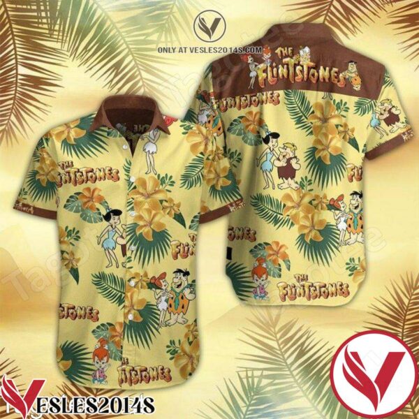 The Flintstones Tropical Flower Yellow Hawaiian Shirt, Unique Gifts For Friends - Vesles2014S 1
