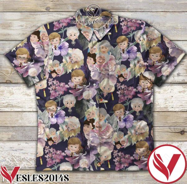 The Golden Girls Chibi Flower Purple Hawaiian Shirt, Unique Gifts For Friends - Vesles2014S 1