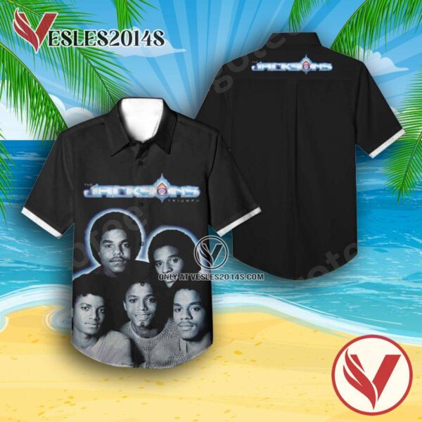 The Jackson 5 Triumph Album Cover Black Hawaiian Shirt, Unique Gifts For Music Lovers - Vesles2014S