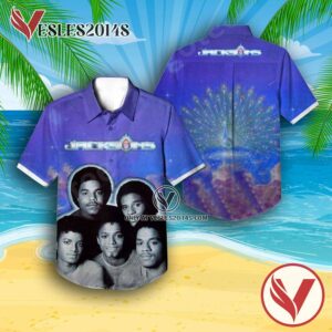 The Jackson 5 Triumph Album Cover Blue Hawaiian Shirt, Unique Gifts For Music Lovers - Vesles2014S