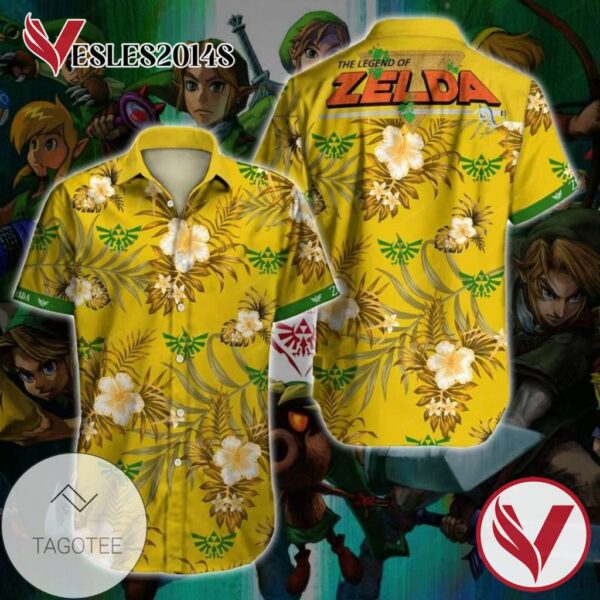 The Legend of Zelda Hawaiian Graphic Print Short Sleeve Hawaiian Casual Shirt Vesles2014S