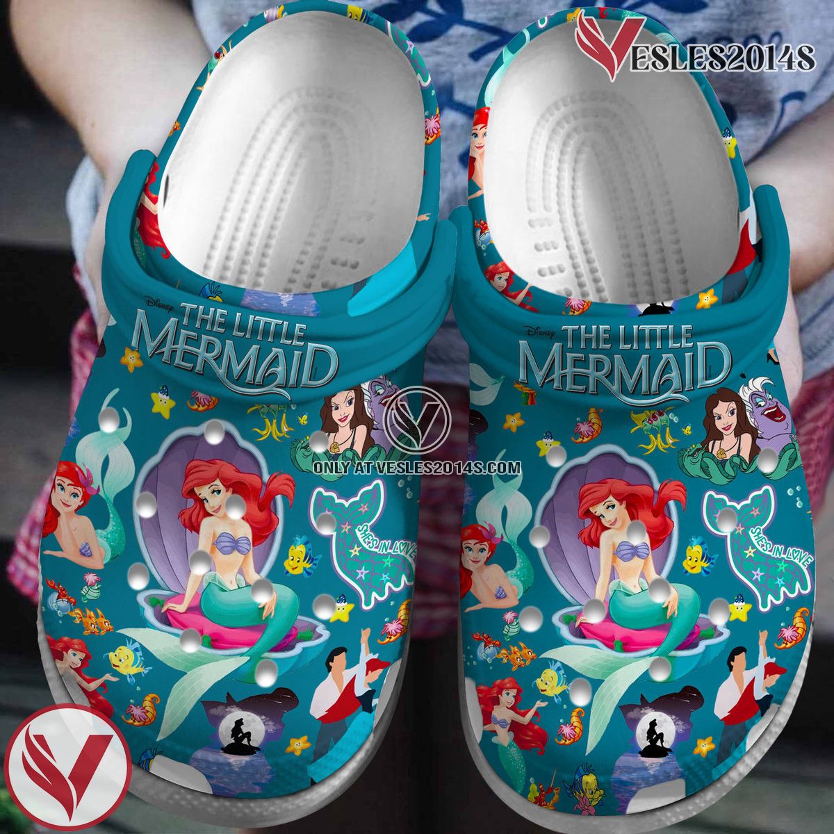 The Little Mermaid Cartoon Movie Crocs Crocband Clogs Shoes Comfortable For Men Women and Kids Style 5 - Vesles2014S