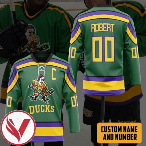 The Mighty Ducks Custom Name Custom Number Hockey Jersey, Trending Gifts For Fans - Vesles2014s