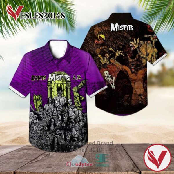 The Misfits Band Earth A.D. Wolfs Blood Album Hawaiian Shirt, Best Gift For Music Lovers Vesles2014S
