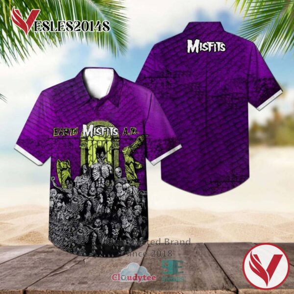 The Misfits Band Earth A.D. Wolfs Blood Album purple Hawaiian Shirt, Best Gift For Music Lovers Vesles2014S