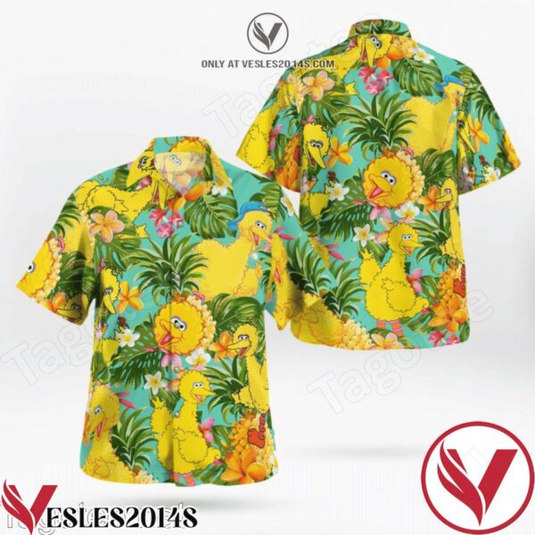 The Muppet Big Bird Pineapple Tropical Button Hawaiian Shirt And Short, Unique Gifts For Friends - Vesles2014S 1