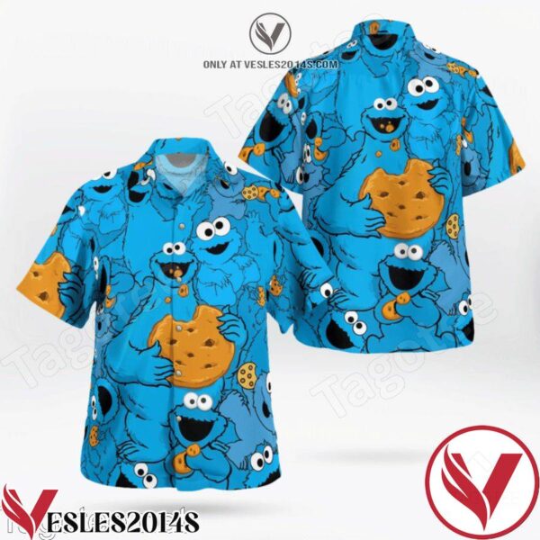 The Muppet Cookie Monster Button Hawaiian Shirt And Short, Unique Gifts For Friends - Vesles2014S 1