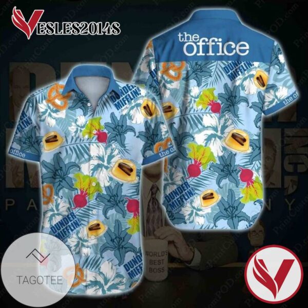 The Office Hawaiian Graphic Print Short Sleeve Hawaiian Casual Shirt Vesles2014S 1