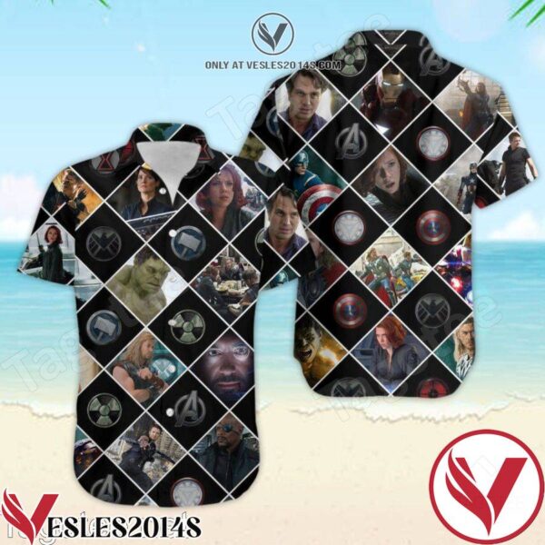 The Original Avengers Marvel Black Hawaiian Shirt And Short, Unique Gifts For Friends - Vesles2014S 1