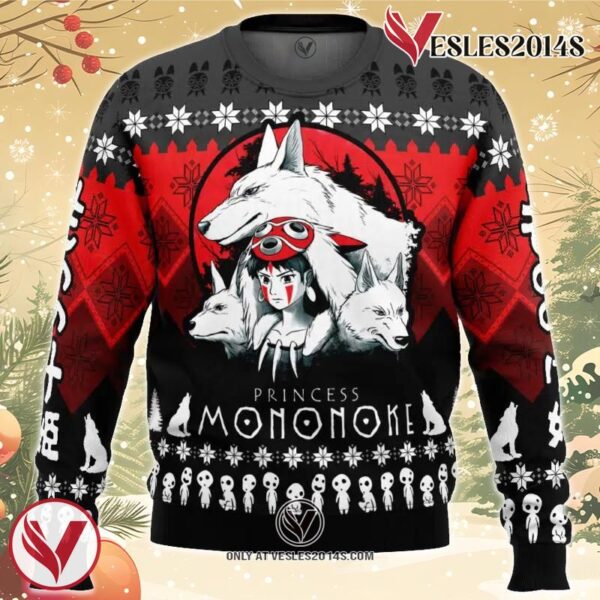 The Pack Princess Mononoke Ugly Christmas Sweater, Unique Christmas Gift For Fans - Vesles2014S