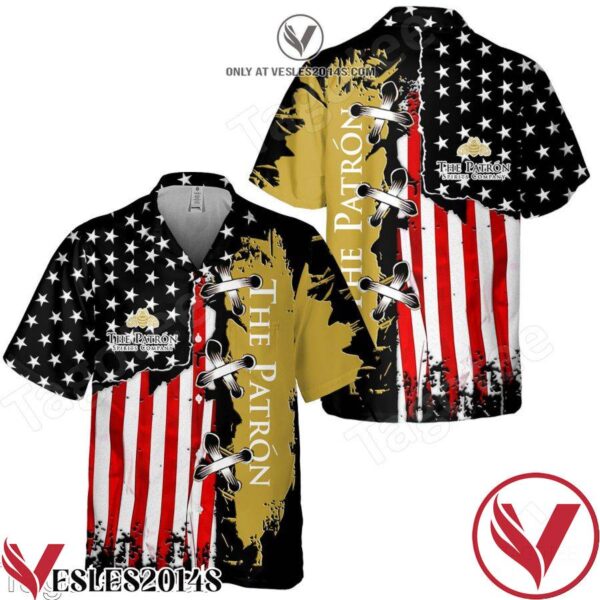 The Patron USA Flag Cross Stitch Black Yellow Hawaiian Shirt And Short, Unique Gifts For Friends - Vesles2014S 1