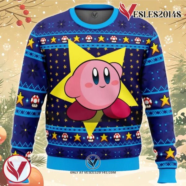 The Pink Hero Kirby’s Dream Land Ugly Christmas Sweater, Unique Christmas Gift For Fans - Vesles2014S