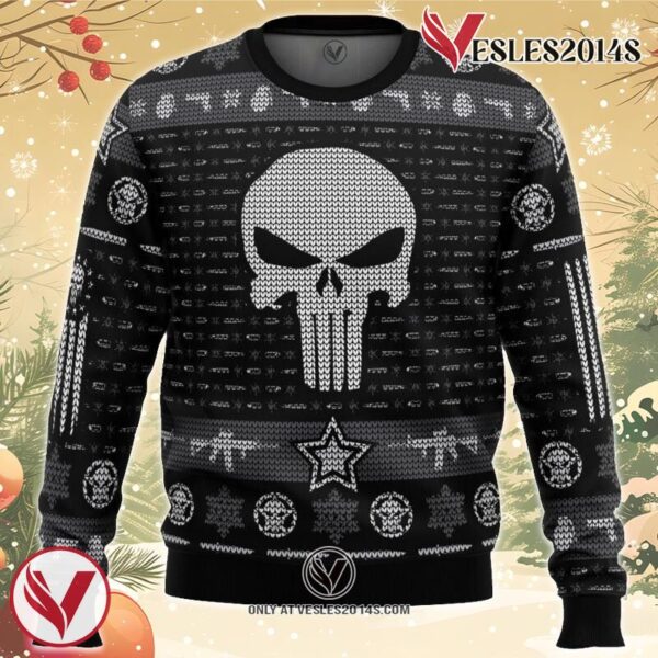 The Punisher Ugly Christmas Sweater, Unique Christmas Gift For Fans - Vesles2014S