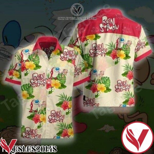The Ren And Stimpy Show Floral Hawaiian Shirt, Unique Gifts For Friends - Vesles2014S 1