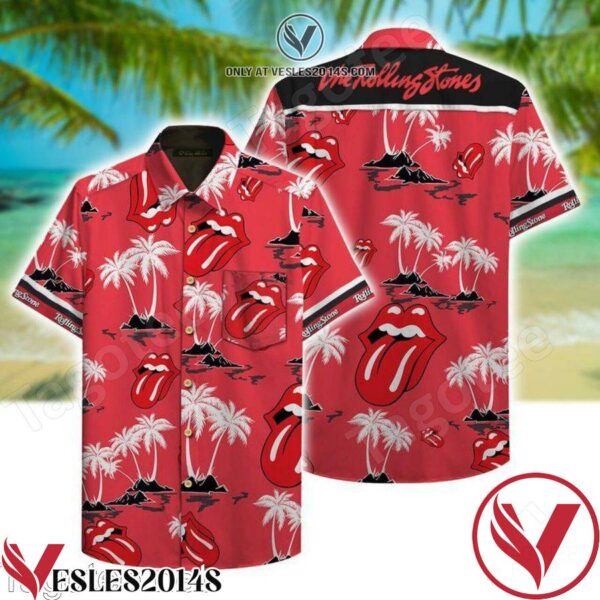 The Rolling Stones White Palm Tree Red Hawaiian Shirt, Unique Gifts For Friends - Vesles2014S 1