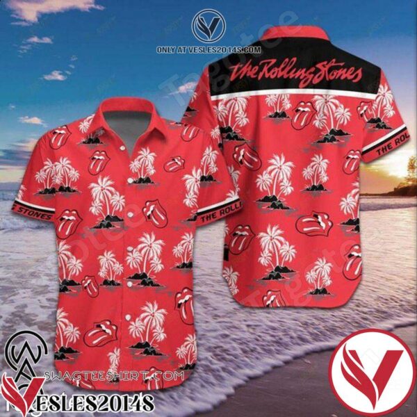 The Rolling Stones White Palm Tree Red Style 2 Hawaiian Shirt, Unique Gifts For Friends - Vesles2014S 1