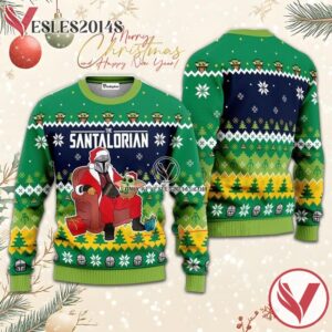 The Santalorian And Baby Yoda Ugly Sweater, Unique Winter Outfits For Fans - Vesles2014S  1
