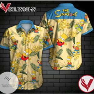 The Simpsons Hawaiian Graphic Print Short Sleeve Hawaiian Casual Shirt Vesles2014S 1