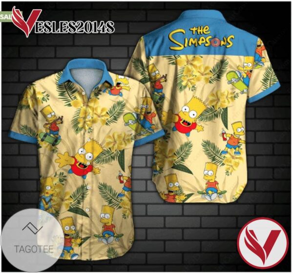 The Simpsons Hawaiian Graphic Print Short Sleeve Hawaiian Casual Shirt Vesles2014S