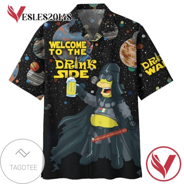The Simpsons Welcome To The Drinks Side Hawaiian Graphic Print Short Sleeve Hawaiian Casual Shirt Vesles2014S 1