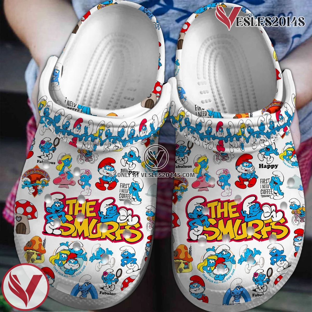 The Smurfs Cartoon Crocs Crocband Clogs Shoes Comfortable For Men Women and Kids Style 1, Unique Gift From  Vesles2014S