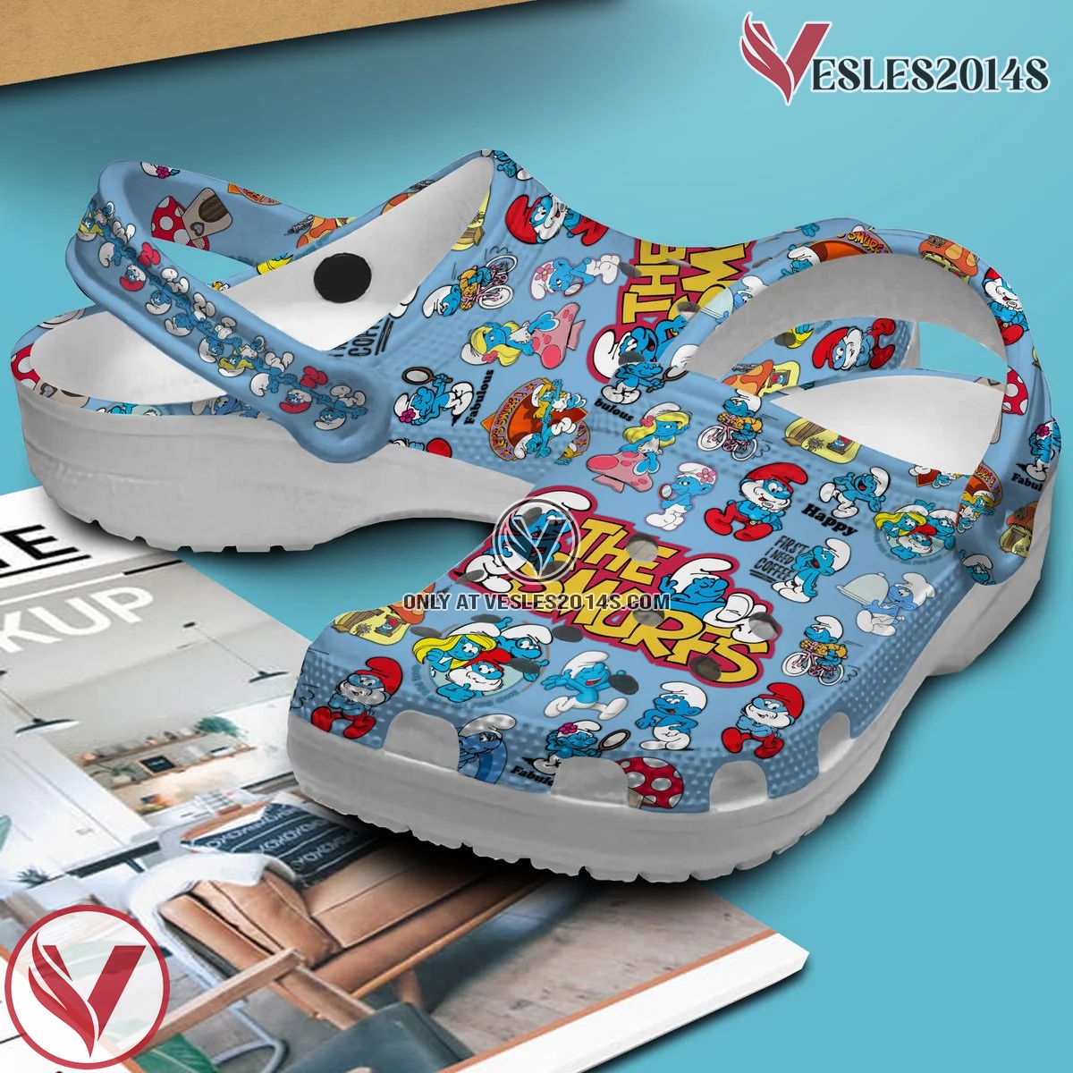 The Smurfs Cartoon Crocs Crocband Clogs Shoes Comfortable For Men Women and Kids Style 2, Unique Gift From  Vesles2014S 2