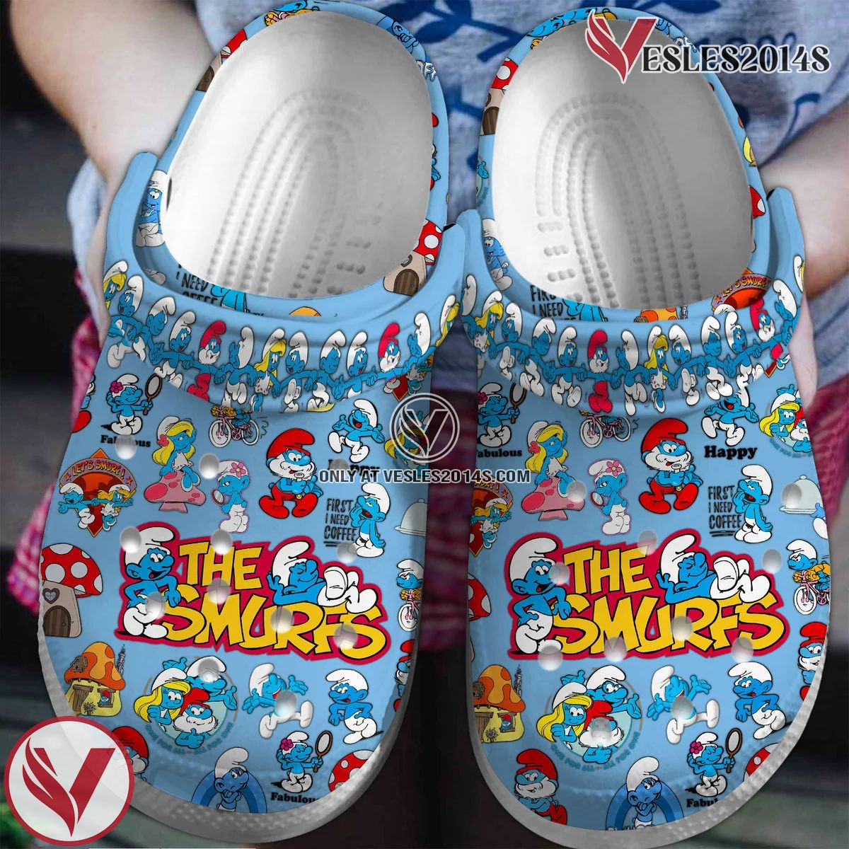 The Smurfs Cartoon Crocs Crocband Clogs Shoes Comfortable For Men Women and Kids Style 2, Unique Gift From  Vesles2014S