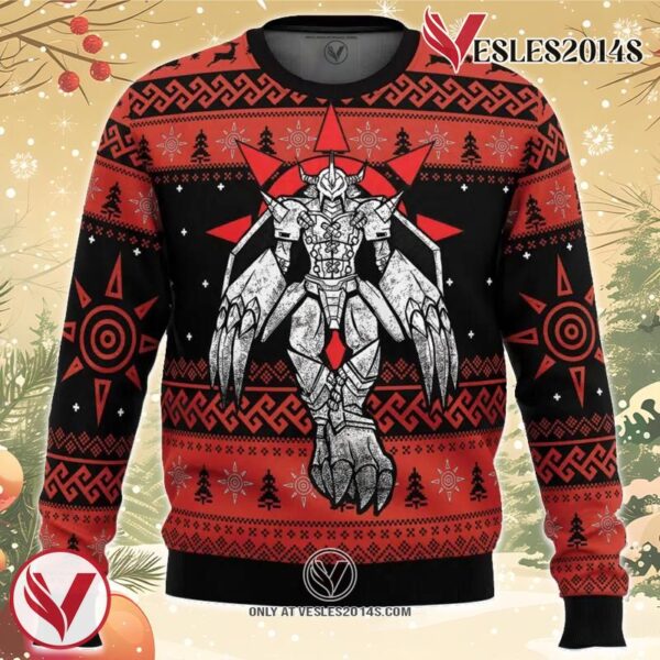 The Strongest Dragon Wargreymon Digimon Ugly Christmas Sweater, Unique Christmas Gift For Fans - Vesles2014S