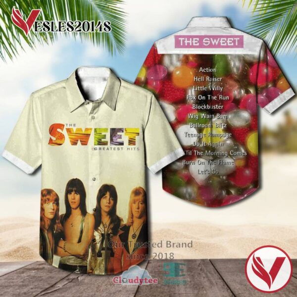 The Sweet Band Greatest Hits Album Hawaiian Shirt, Best Gift For Music Lovers Vesles2014S