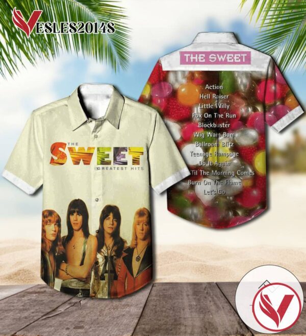 The Sweet Greatest Hits Album Cover Hawaiian Shirt, Best Gift For Music Lovers Vesles2014S