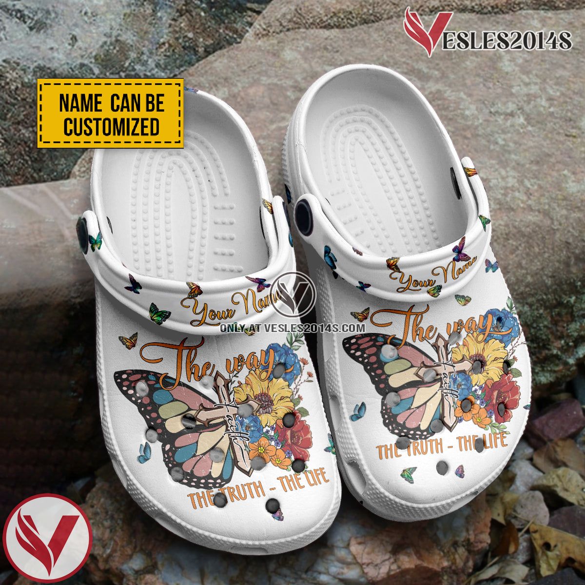 The Way The Truth The Life Customized Crocs Crocband Clogs Shoes Comfortable For Men Women and Kids Gift For Jesus Lovers Butterfly And Flower, Unique Gift From  Vesles2014S 4