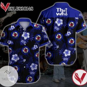 The Who Hawaiian Graphic Print Short Sleeve Hawaiian Casual Shirt Vesles2014S